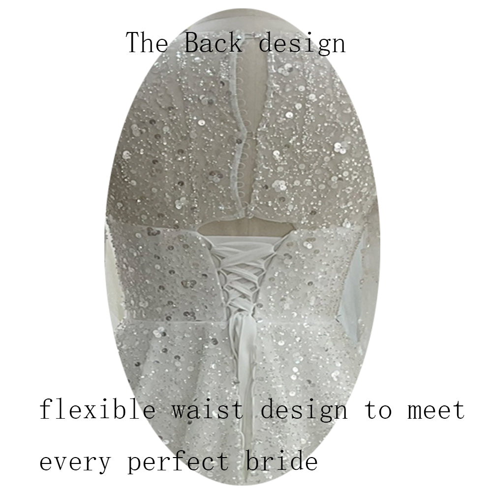 New Wedding Dress Satin Long Sleeves V-neck selina2022062315