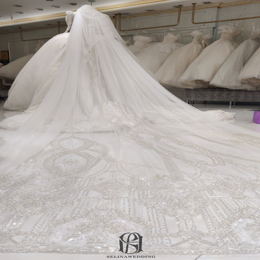 luxury baroque wedding dress bridal ball gown dress long sleeves for bride selina20227212