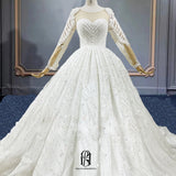 2023 Luxury Tulle Lace Long Train/Floor Wedding Long Sleeves Bridal  Wedding Gown Selina202342703