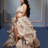 2023 Maternity Robes for Photoshoot Off Shoulder Tulle Robe Long Babyshower Bridal Pregnancy Gown Selina2023042501
