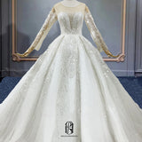 2023 Women's Luxury Ivory White Long Trailing /Floor Length Lace Wedding Dresses for Bridal Gowns Appliques Wedding Gown Selina2023042702