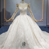 2023 White Long Sleeve Lace Wedding Dresses for Bride Satin Tulle A-Line Formal Bridal Gown for Women Selina202350603