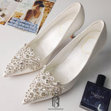 Women's White Wedding Shoes with Crystals for Bride High Heels Bridal Shoes selina2022081505