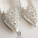 Women's White Wedding Shoes with Crystals for Bride High Heels Bridal Shoes selina2022081505