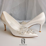 Women's White Wedding Shoes with Crystals for Bride High Heels Bridal Shoes selina2022081505