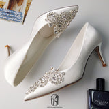 Women's White Wedding Shoes with Crystals for Bride High Heels Bridal Shoes selina2022081505