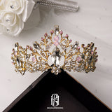 gold tiara pink crystal  for the bride selina20227710