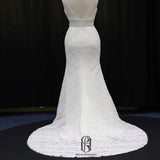 Rice White V-Neck French Wedding Dress selina202252385