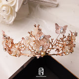 gold butterfly&flower-shaped tiara for the bride selina20227711