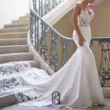 Mermaid Thin Straps Beaded Wedding Dress Selina202261601