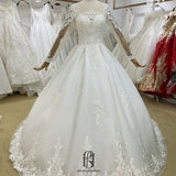 New Flower Lace Wedding Dress Long Sleeves Round-neck selina202206238