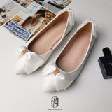 elegant concise white rosette wedding shoes Comfortable Pointed Toe Women's Loafers & Slip-ons Women's Flats Shoes selina20227111
