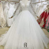 2022 New Wedding Lace Dress Long Sleeves Deep V-neck selina2022062311