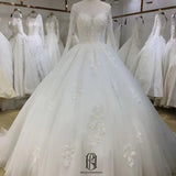 High Quality Wedding Dress Lace Dress Long Sleeves V-neck selina2022062312
