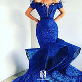 Blue Polyester Mermaid Strapsless Ballgown Eveningdress selina2022531127