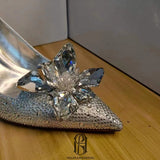 Bridal Silver Crystals HIgh Heel Shoes Wedding Shoes For Bride Porm Party Shoes selina2022081621