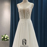 New Sleevesless Floral Decorative V-neck Wedding Dress selina202241803
