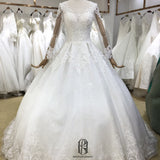 New Bride Wedding Dress Lace Long Sleeves V-neck selina2022062316