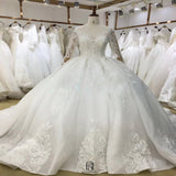 Long Sleeves V-Neck Wedding Dress Ball Gown Dress For Bride SLEINA2022080426