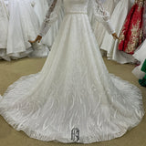 2022 Lace Wedding Dress Long Puff Sleeves Round-neck selina202206243