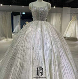 Elegent Sleevesless Sequin Lace Satin Wedding Dress selina202250743