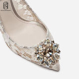 Lace High Heel Crystal Slippers selina202251865