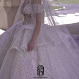 Beaded Off Shoulder Lace Bridal Wedding Dress selina202241807