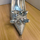 Bridal Silver Crystals HIgh Heel Shoes Wedding Shoes For Bride Porm Party Shoes selina2022081621