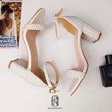 Chunky High Heel Sandals Open Toe Ankle Strap Wedding Bridal Prom Dress Shoes For Women Bride Bridesmaid selina20227123