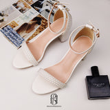 Chunky High Heel Sandals Open Toe Ankle Strap Wedding Bridal Prom Dress Shoes For Women Bride Bridesmaid selina20227123