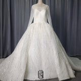 Long Illusion Sleeves Sweetheart Neck Wedding Dress Bridal Wedding Gown selina2022082606