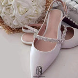 White Bridal Flat Shoes For Wedding Wedding Shoes Party Shoes Prom Shoes selina2022081630